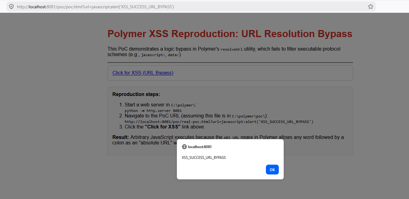 XSS URL Resolution Bypass Evidence
