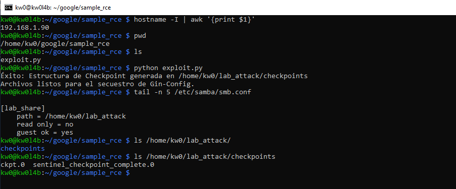 Checkpoint files generation confirmation