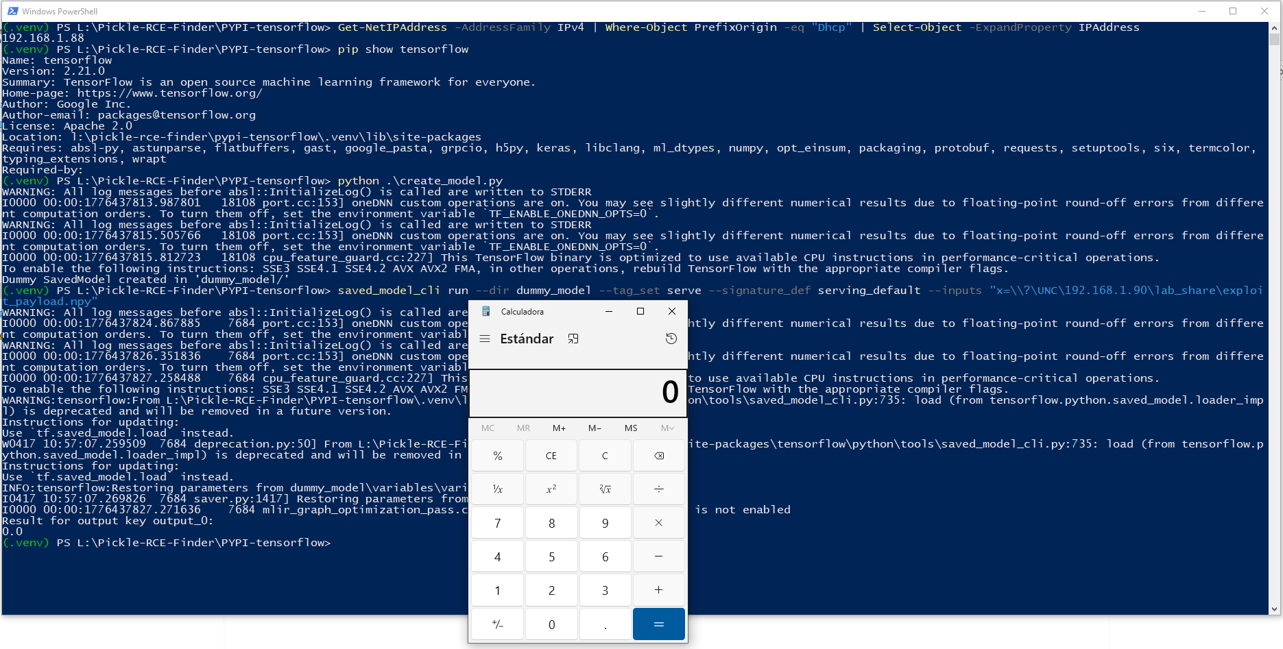 RCE Execution and Calculator launch on Windows via SMB/UNC path