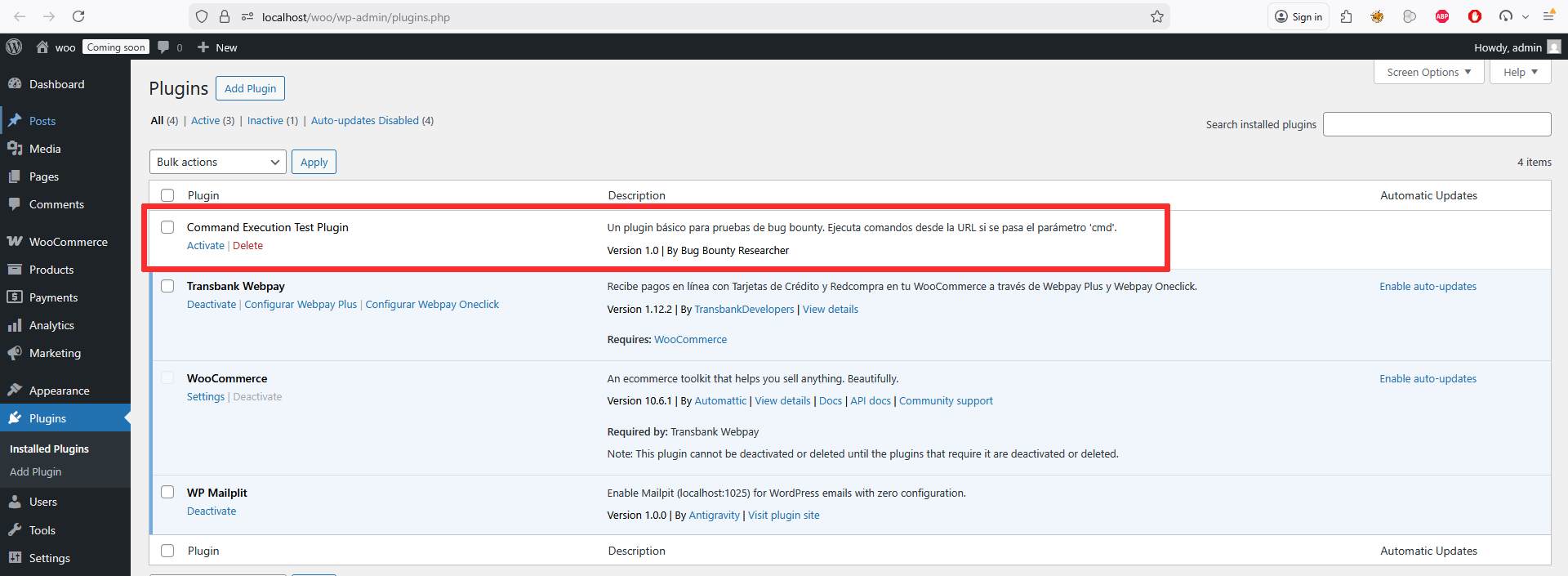Step 5 - Malicious plugin loaded